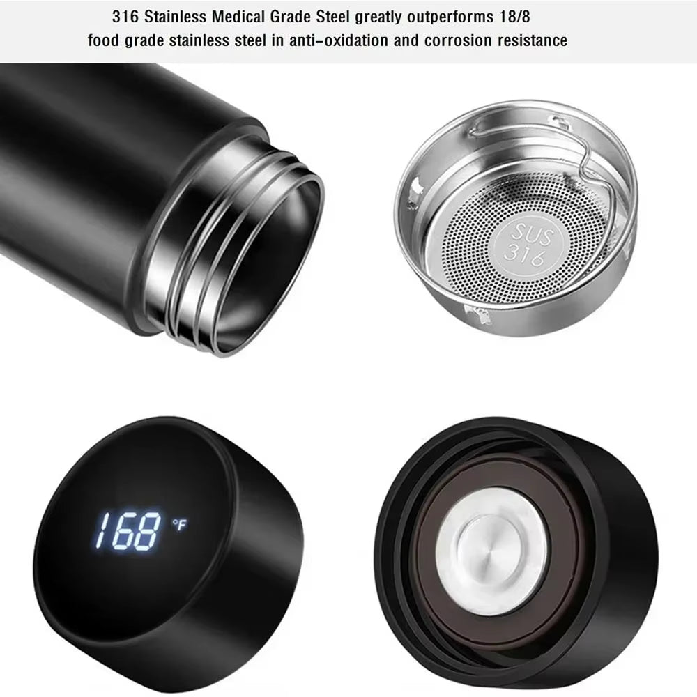 Intelligent Temperature Display Thermal Mug 304 Stainless Steel Thermos Bottle Long-Lasting Heat Preservation Cute Water Bottle